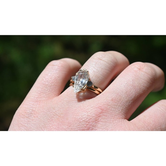 Raw Stone Ring, Bohemian Ring, Unique gift for Her, Raw Crystal Ring - Picture 2 of 8